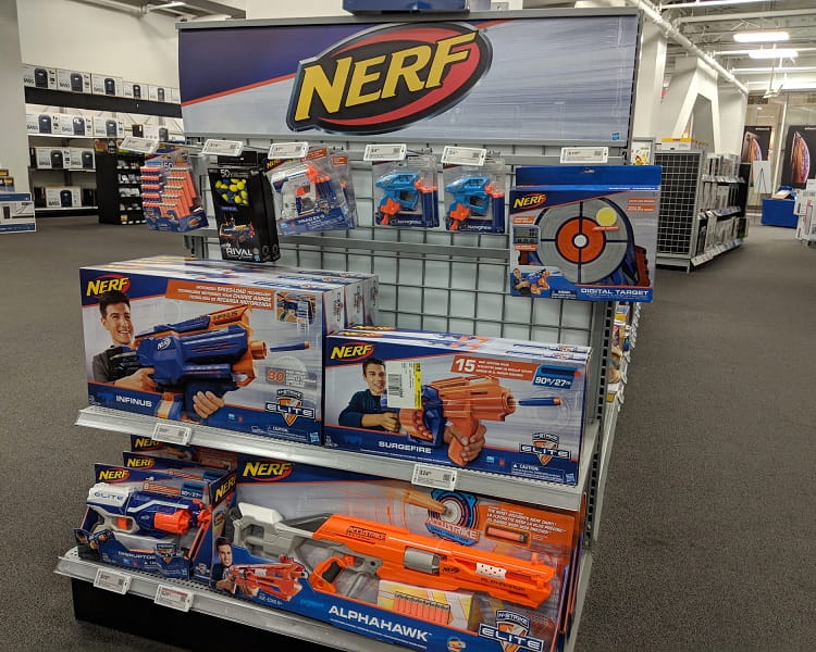 Nerf guns for sale in a store