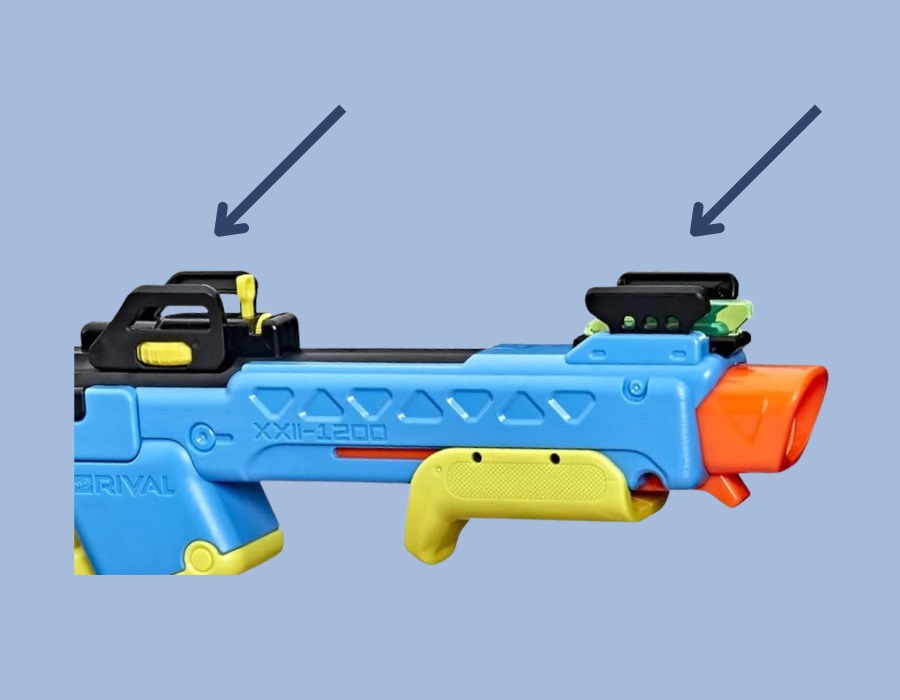 Iron sights on the Nerf Rival Pathfinder